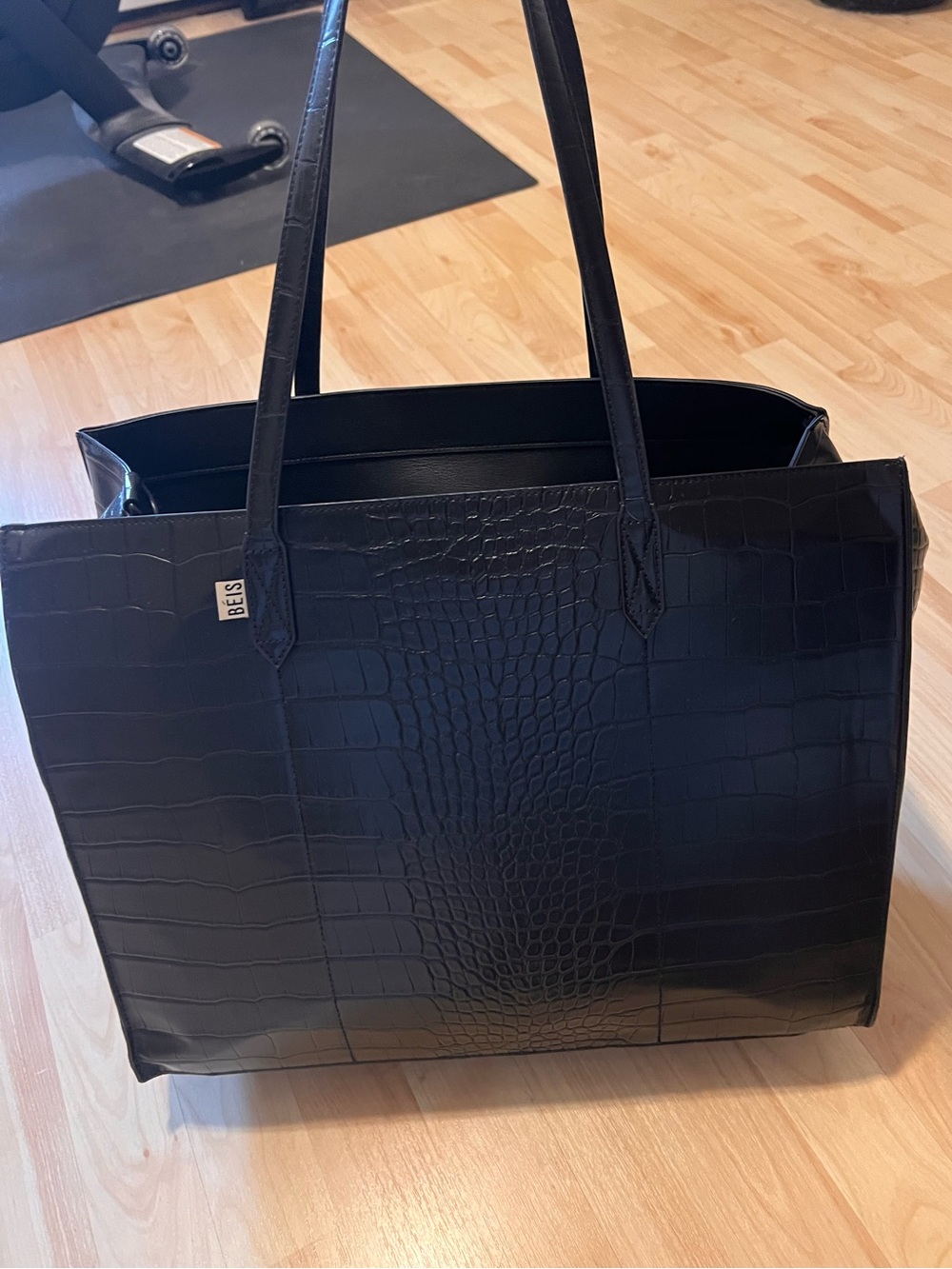 BÉIS The Large Work Tote - Black Croc